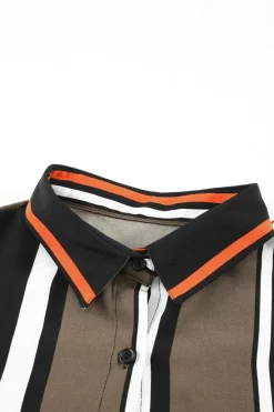 Online Dear-Lover Brown Striped Modern Women Shirt Black