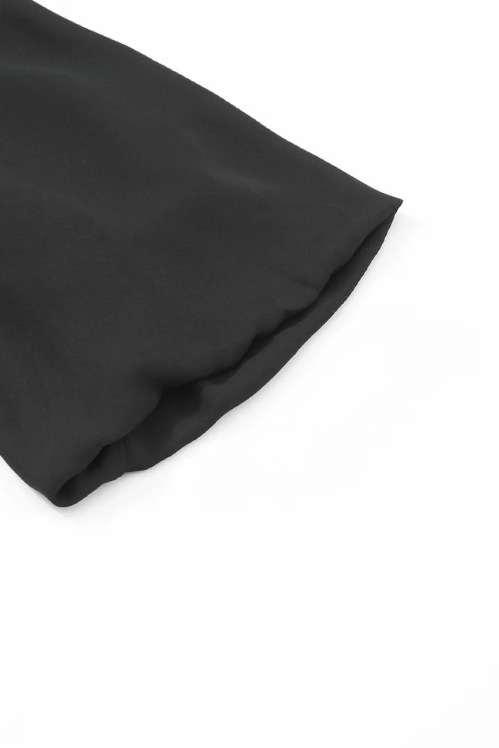 Discount Dear-Lover Button Keyhole Back Pleated Ruffle Trim Blouse Black