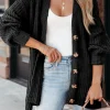 Outlet Dear-Lover Buttoned Front Drop Shoulder Knitted Cardigan Black