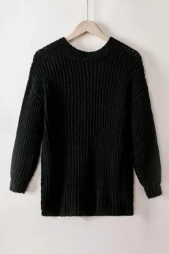 Outlet Dear-Lover Buttoned Front Drop Shoulder Knitted Cardigan Black