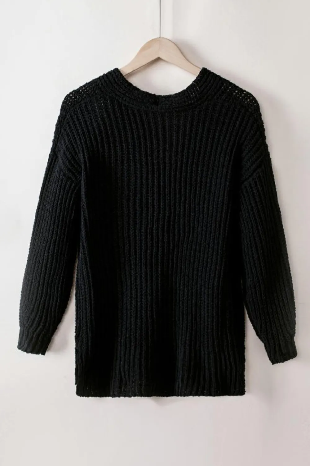 Outlet Dear-Lover Buttoned Front Drop Shoulder Knitted Cardigan Black