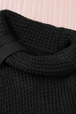 Online Dear-Lover Buttoned Wrap Turtleneck Sweater Black