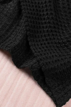 Online Dear-Lover Buttoned Wrap Turtleneck Sweater Black