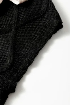Fashion Dear-Lover Cable Knit Colorblock Satin Bowknot Short Sleeve Sweater Black