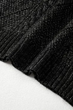 Sale Dear-Lover Cable Knit Drop Shoulder Loose Fit Sweater Dress Black