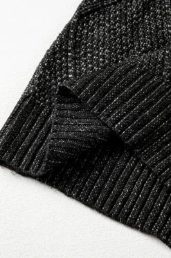 Sale Dear-Lover Cable Knit Drop Shoulder Loose Fit Sweater Dress Black