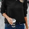 Clearance Dear-Lover Cable Textured Puff Sleeve Sweatshirt Black