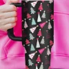 Online Dear-Lover Cartoon Christmas Tree Printed Thermos Cup 40oz Black