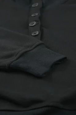 New Dear-Lover Casual High Neck Henley Top and Short Outfit Black