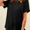 Clearance Dear-Lover Casual Plain Crew Neck Tee Black