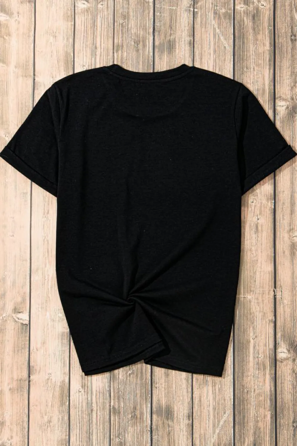 Clearance Dear-Lover Casual Plain Crew Neck Tee Black