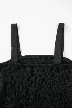 New Dear-Lover Casual Pocketed Smocked Sleeveless Romper Black