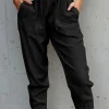 Best Dear-Lover Causal Pockets Pants Black