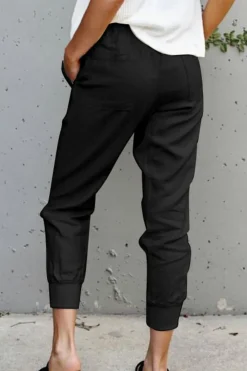 Best Dear-Lover Causal Pockets Pants Black