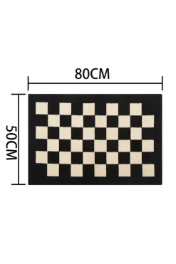 Clearance Dear-Lover Checker Print Non-Slip Thick Home Carpet Black