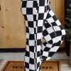 Clearance Dear-Lover Checkerboard Elastic Waist Pocketed Joggers Black