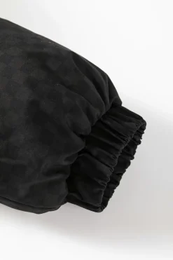 Fashion Dear-Lover Checkerboard Full Zipper Puffer Jacket Black