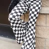 Best Dear-Lover Checkerboard High Rise Casual Flared Pants Black
