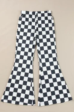 Best Dear-Lover Checkerboard High Rise Casual Flared Pants Black