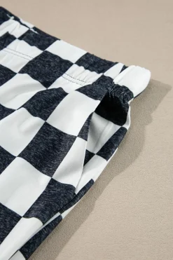 Best Dear-Lover Checkerboard High Rise Casual Flared Pants Black