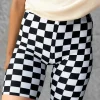 Clearance Dear-Lover Checkerboard Printed High Waist Biker Shorts Black