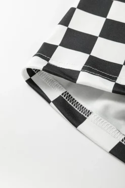 Clearance Dear-Lover Checkerboard Printed High Waist Biker Shorts Black