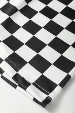 Clearance Dear-Lover Checkerboard Printed High Waist Biker Shorts Black