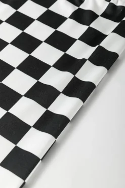 Clearance Dear-Lover Checkerboard Printed High Waist Biker Shorts Black