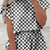 Best Dear-Lover Checkerboard T Shirt and High Waist Skorts 2 Piece Outfit Black