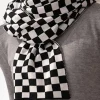 Sale Dear-Lover Checkered Knitted Soft Warm Large Scarf Black