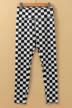 Online Dear-Lover Checkered Pattern High Waist Skinny Leggings Black