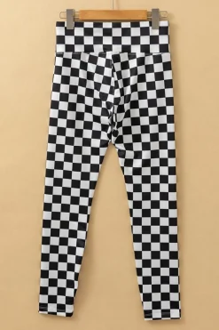 Online Dear-Lover Checkered Pattern High Waist Skinny Leggings Black