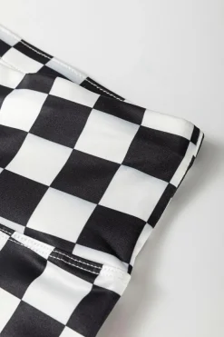 Online Dear-Lover Checkered Pattern High Waist Skinny Leggings Black