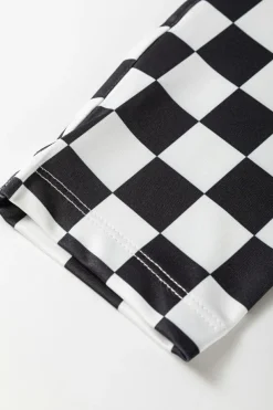 Online Dear-Lover Checkered Pattern High Waist Skinny Leggings Black