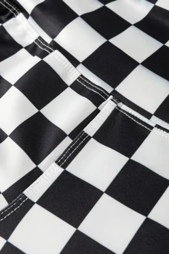 Online Dear-Lover Checkered Pattern High Waist Skinny Leggings Black