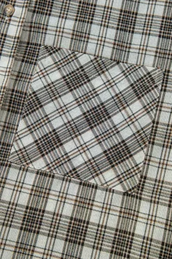 Sale Dear-Lover Checkered Print Loose Fit Buttoned Hooded Shacket Black