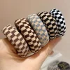 Fashion Dear-Lover Checkered Print Nylon Elastic Hair Tie Black
