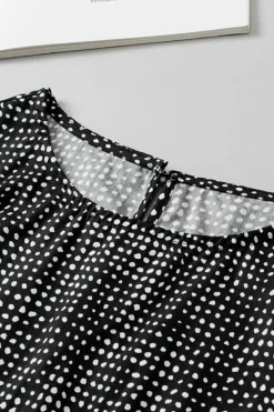 Discount Dear-Lover Cheetah Short Puff Sleeve Blouse Black