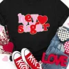 Online Dear-Lover Chenille Heart hey sugar Patched Crewneck Valentines Tee Black