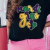 Hot Dear-Lover Chenille Mardi Gras Letter Graphic Tee Black