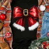 Outlet Dear-Lover Christmas Big Bowknot Graphic Crewneck T Shirt Black