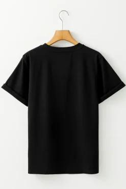 Outlet Dear-Lover Christmas Big Bowknot Graphic Crewneck T Shirt Black