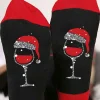 Online Dear-Lover Christmas Champagne Santa Hat Graphic Socks Black