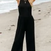 Discount Dear-Lover Cinched Waist Sleeveless Wide Leg Jumpsuit Black