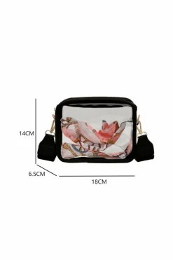 Fashion Dear-Lover Clear PVC Leather Strap Crossbody Bag Black