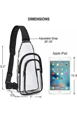 New Dear-Lover Clear PVC Wide Strap Zipper Crossbody Bag Black