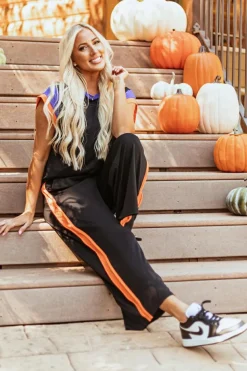 Hot Dear-Lover Color Block Detail Casual Two-piece Outfit Black