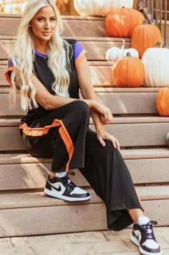 Hot Dear-Lover Color Block Detail Casual Two-piece Outfit Black