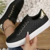 Sale Dear-Lover Color Contrast Quilted Lace-up Sneakers Black