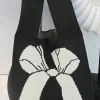 Online Dear-Lover Colorblock Bowknot Pattern Knitted Hand Bag Black
